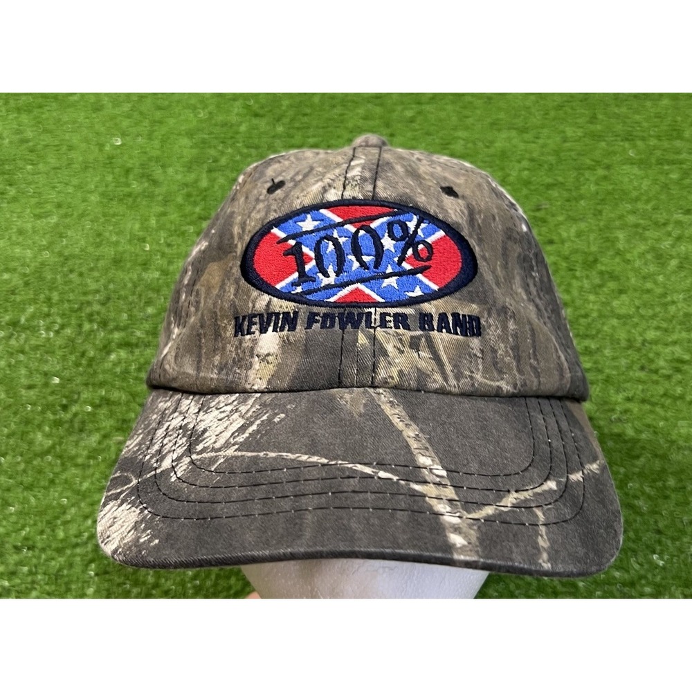 Vintage Mossy Oak Camo Hat 90s Texas Country Concert Merch Kevin Fowler KFF